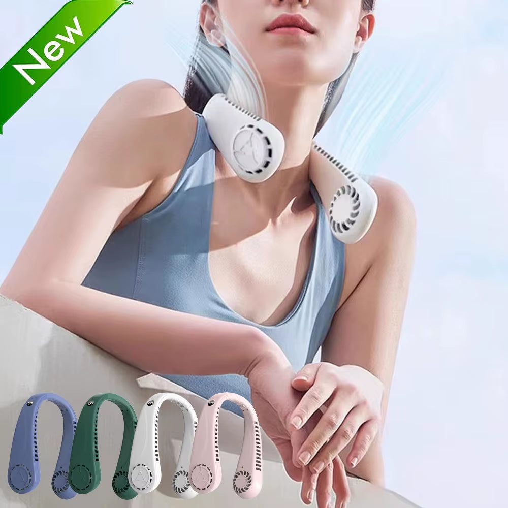5 Speed Portable Neck Fan USB Rechargeable With Dual Air Cooling