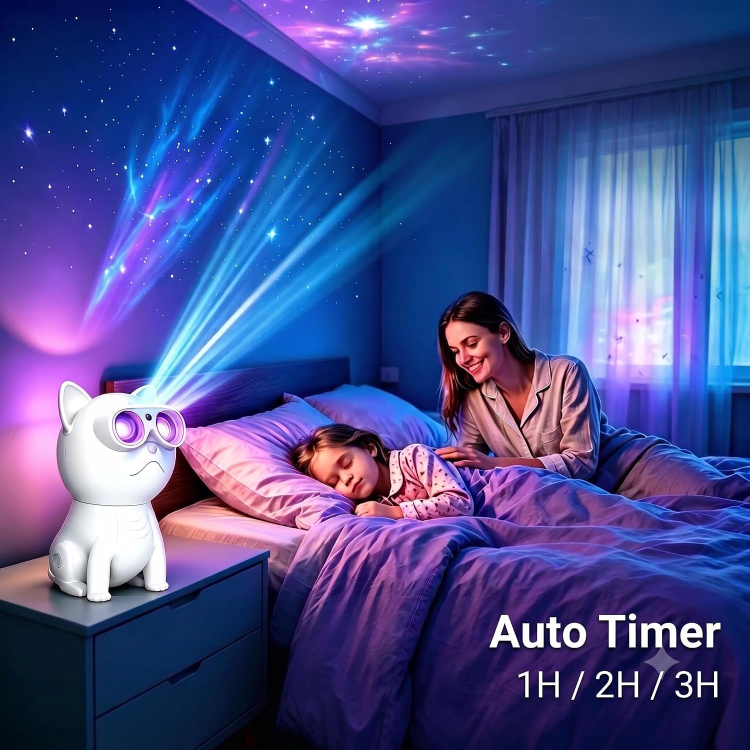 Cat Shaped Galaxy Projecting Night Light For Kids