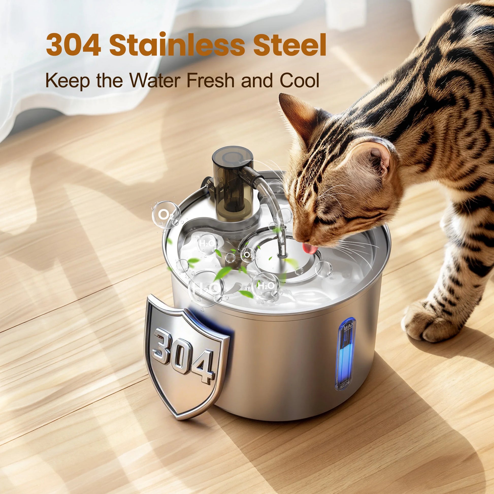 3 Liter Cat Drinking Fountain Made With Stainless Steel 