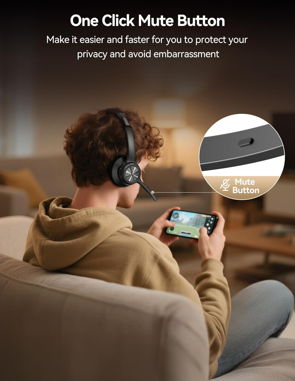 One-Ear Bluetooth V5.2 Headset With AI Noise Cancelling Technology