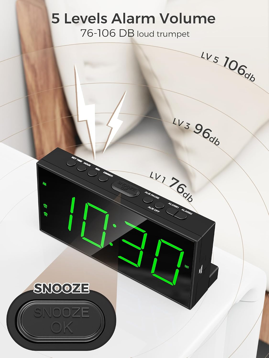 Digital Alarm Clock With USB Charger