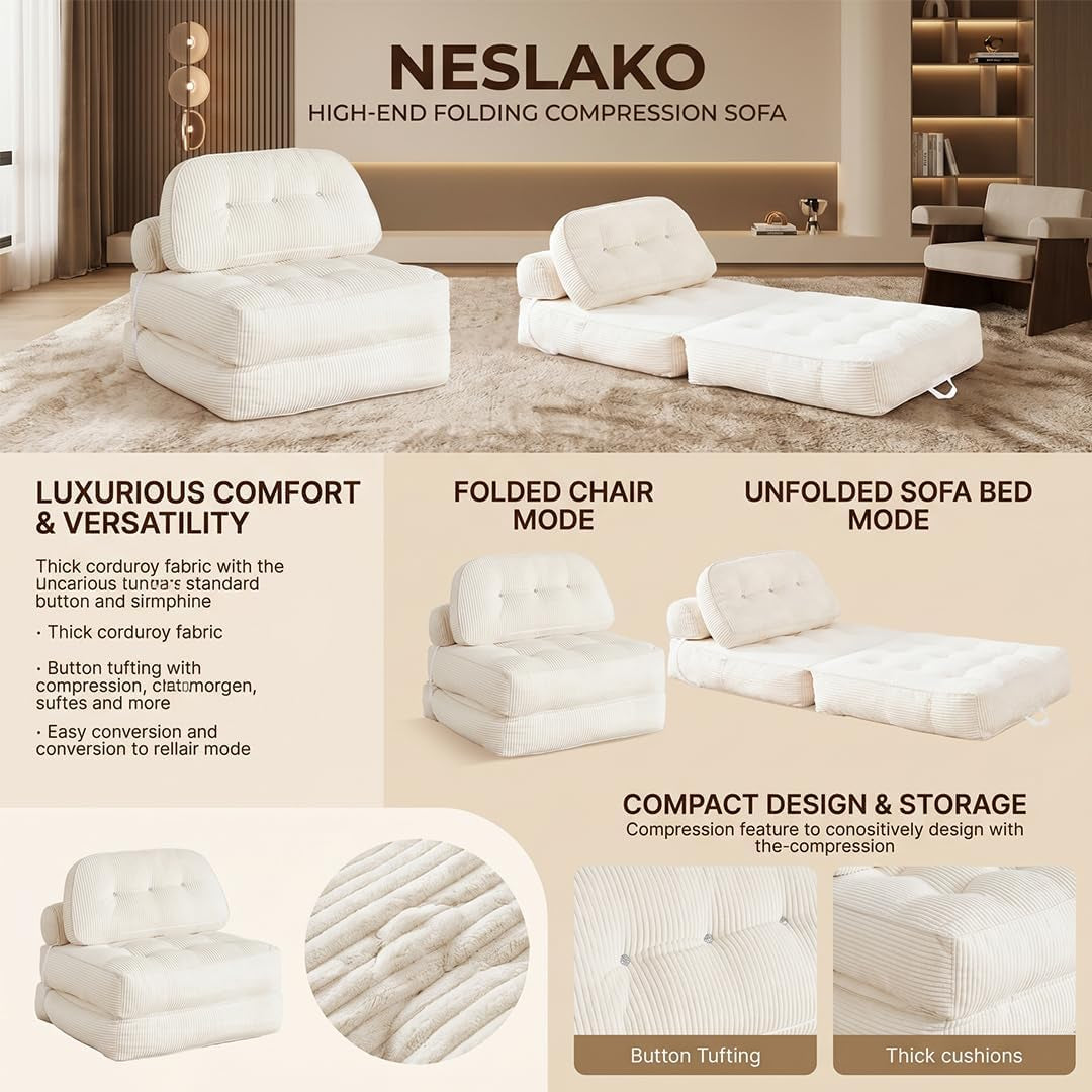 Soft Comfortable Folding Sofa Bed With Pillow & Blanket