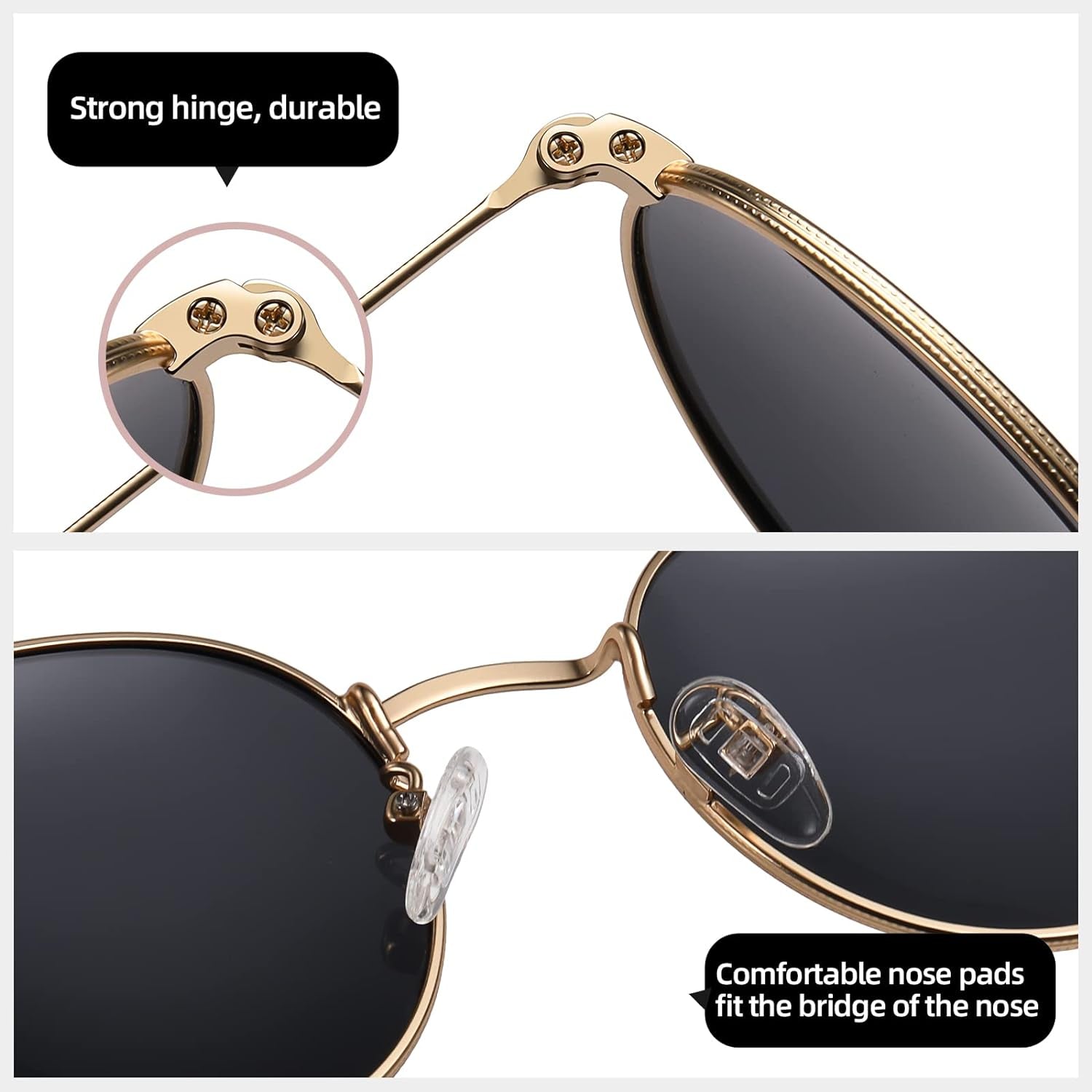[3-PACK] Stylish Round Polarized Unisex Sunglasses With Metal Frame & UV400 Protection