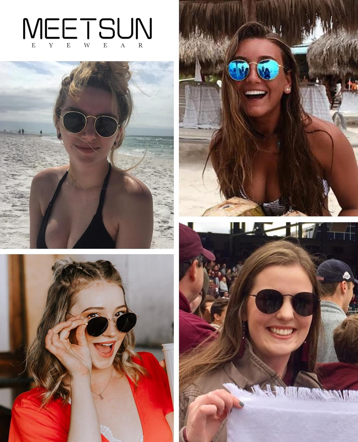 [3-PACK] Stylish Round Polarized Unisex Sunglasses With Metal Frame & UV400 Protection