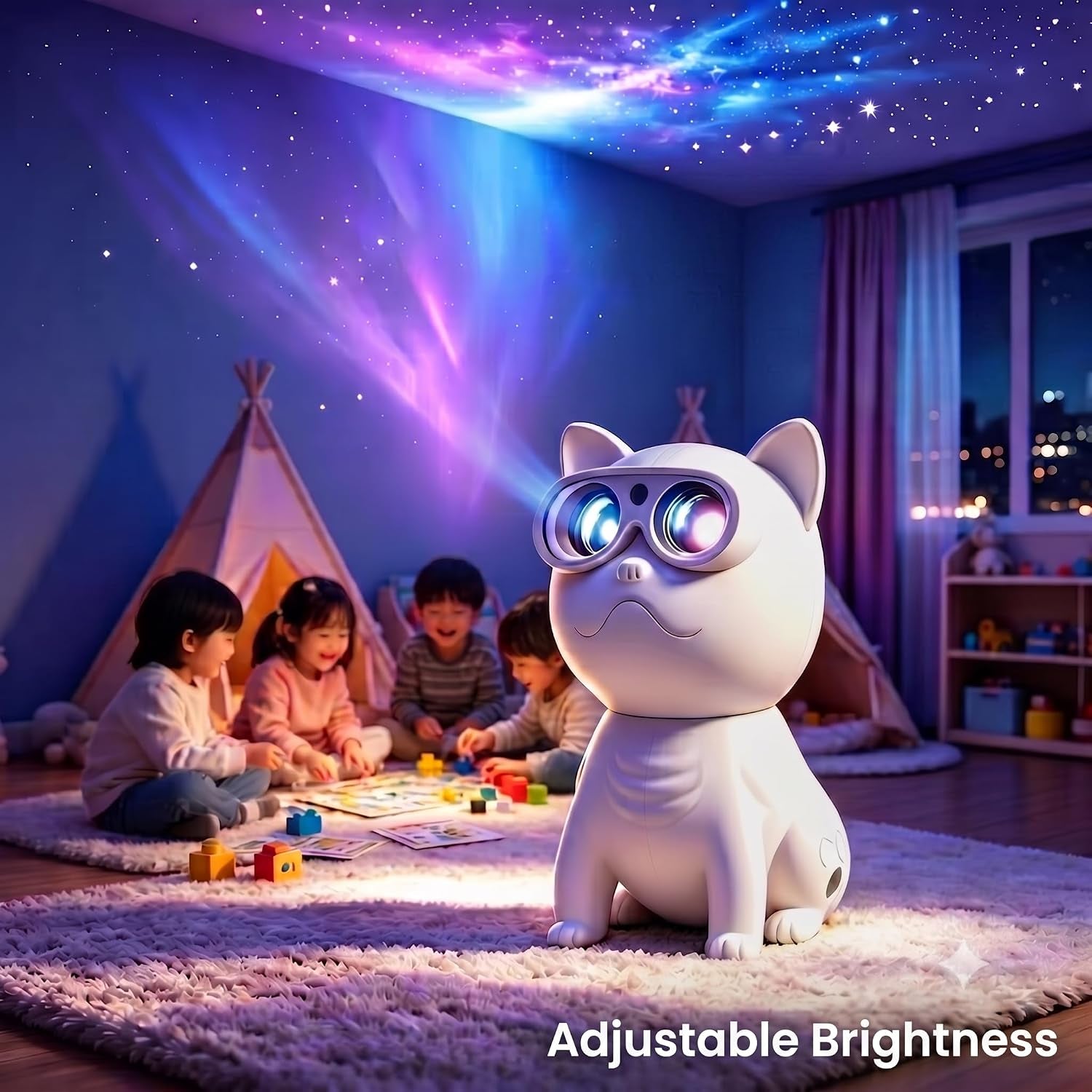 Cat Shaped Galaxy Projecting Night Light For Kids