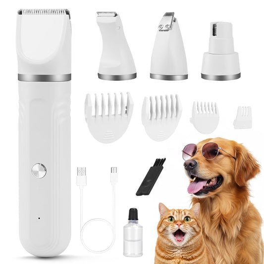 Dog Grooming Kit With Interchangeable Heads & 4 Comb Guides