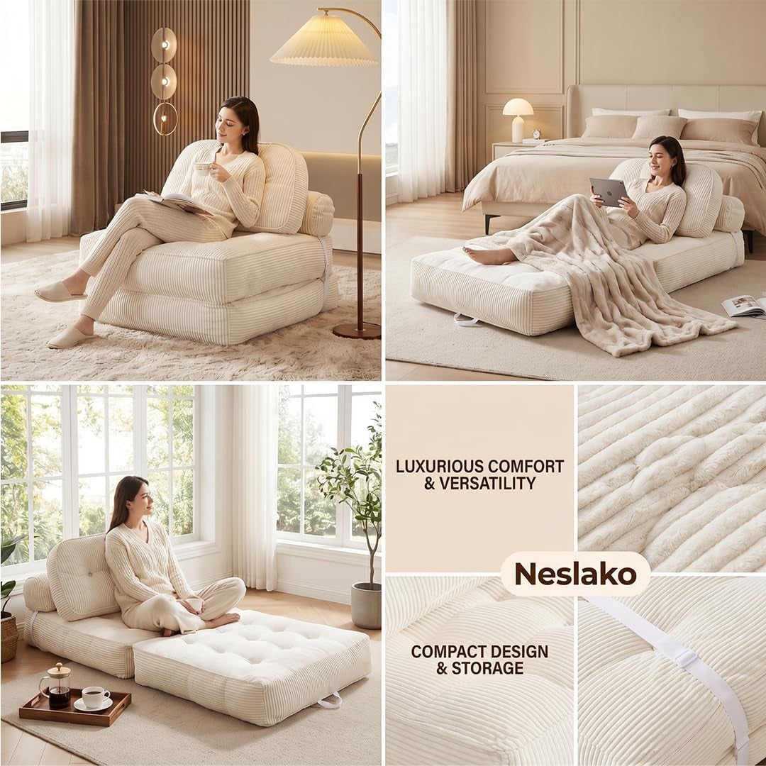Soft Comfortable Folding Sofa Bed With Pillow & Blanket