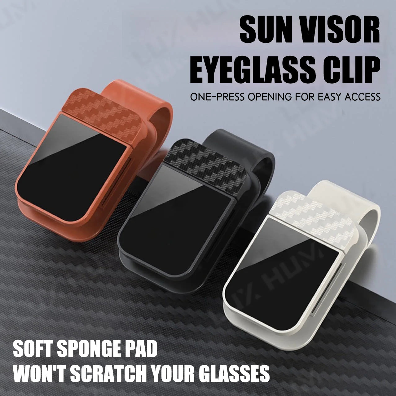 Universal Carbon Fiber Car Visor Glasses Holder for All Car Models