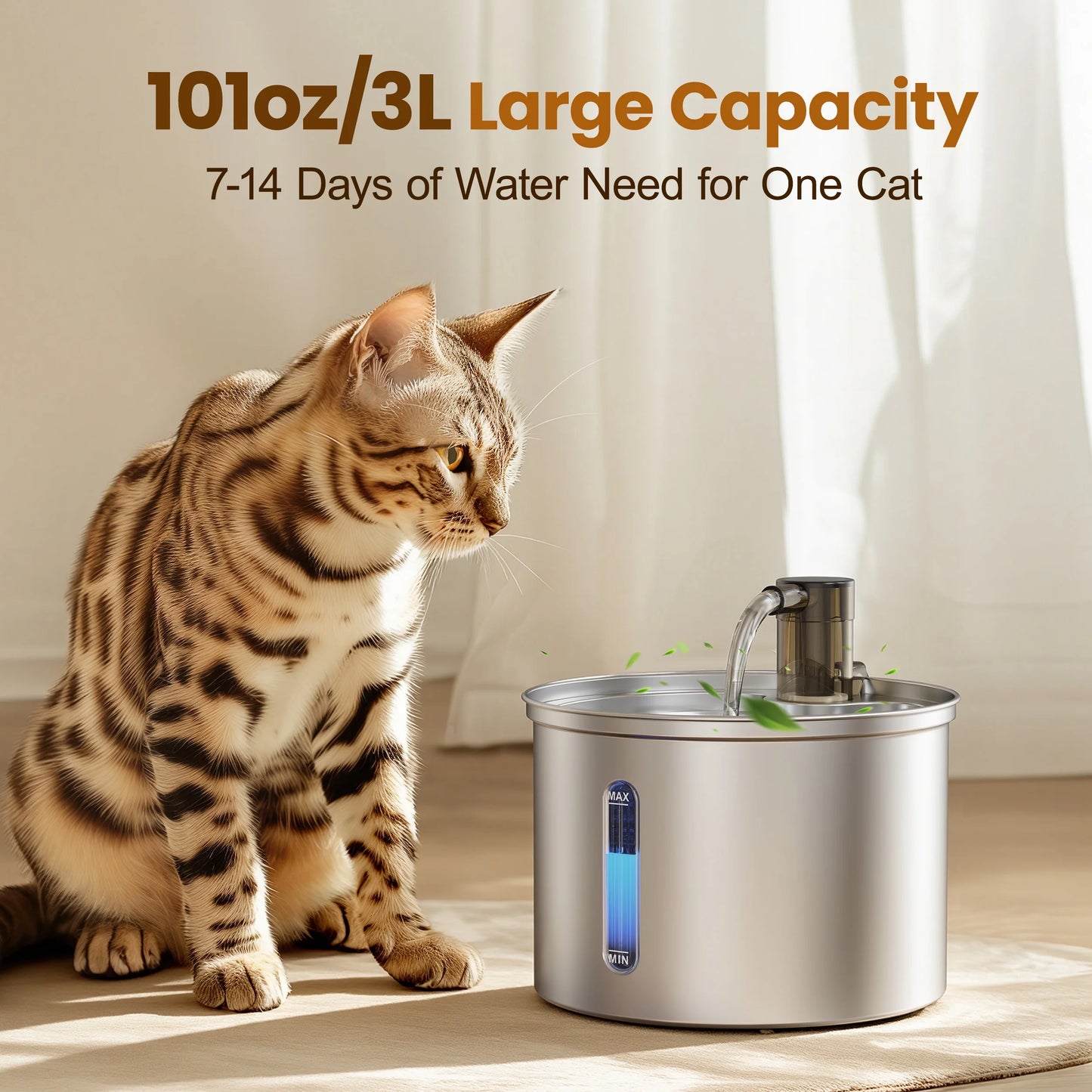 3 Liter Cat Drinking Fountain Made With Stainless Steel 
